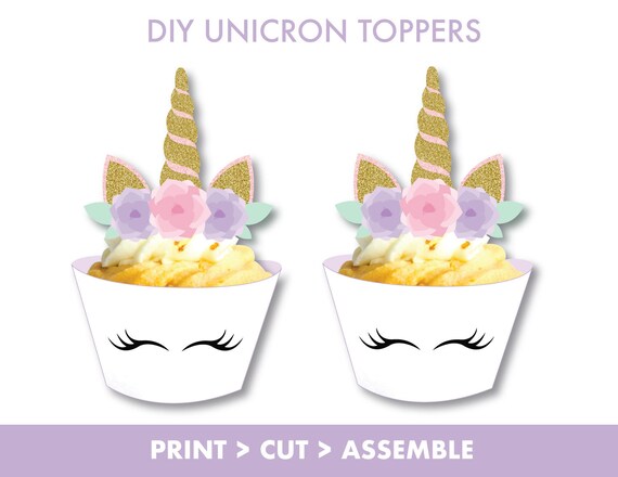 UNICORN Cupcake Toppers and wrappers, Winter Unicorn Onederland, Unicorn Cupcake toppers, Unicorn Birthday, Instant Download, W1 Il_570xn