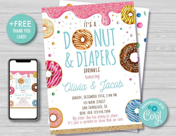 donut baby shower invitations