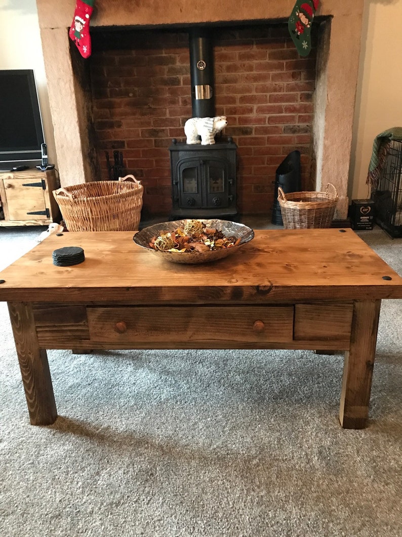 Rustic Farmhouse Coffee Table Handcrafted From Solid Pine Image 0