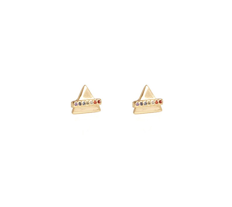 Dainty Earrings Minimalist Jewelry Triangle Stud Earrings with Cubic Zirconia Gemstones