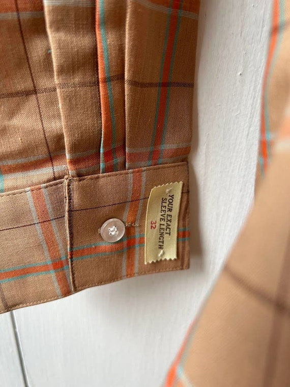 Vintage 60s Arrow contrite plaid shirt men size 3… - image 5