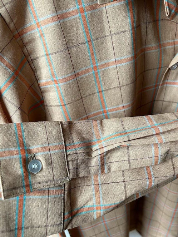 Vintage 60s Arrow contrite plaid shirt men size 3… - image 8
