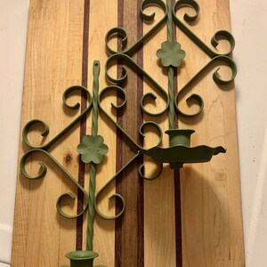Vintage Home Interior Gothic Green Wrought Iron Candleholder Sconce