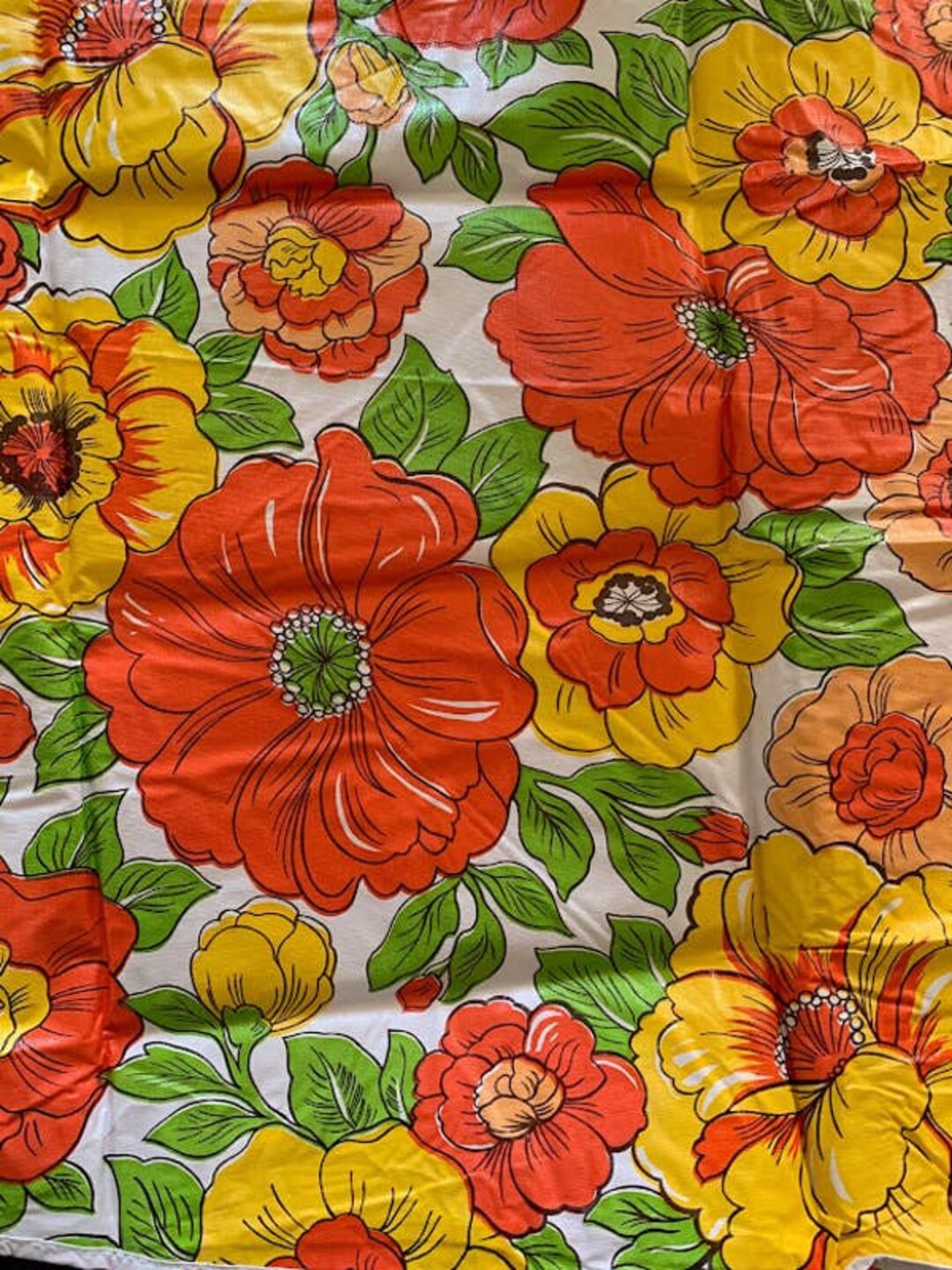 Vintage 60s/70's Vinyl Outdoor Furniture Chair Cover Orange Floral