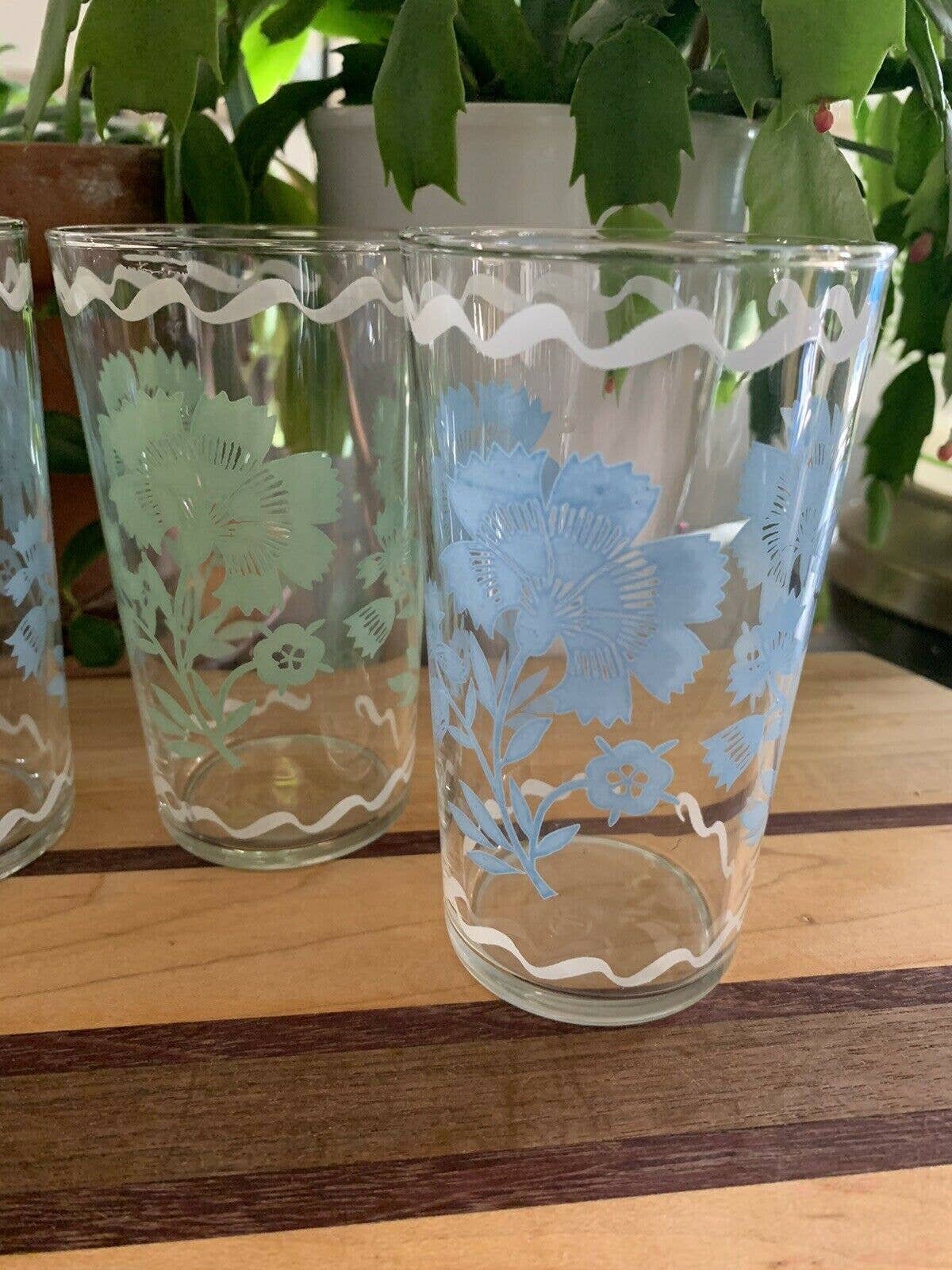 Vintage Drinking Glasses Painted Flowers Set of 4 Tumblers Etsy