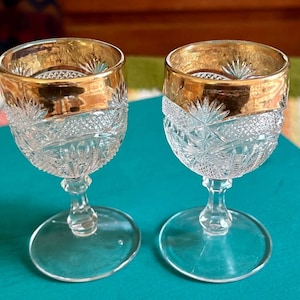 Vintage EAPG cut glass cordial goblets 4&quot;