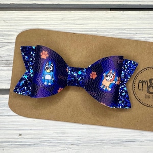 Blue Dog Cartoon Hair Bow