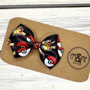 Pikachu and Poke ball hair bow