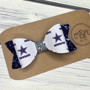 4” Cowboys Football Team Hair Bow, Sport Hair Bow, Baseball hair bow, Dallas Hair Bow