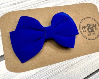 3.5” Blue Velvet Hair Bow