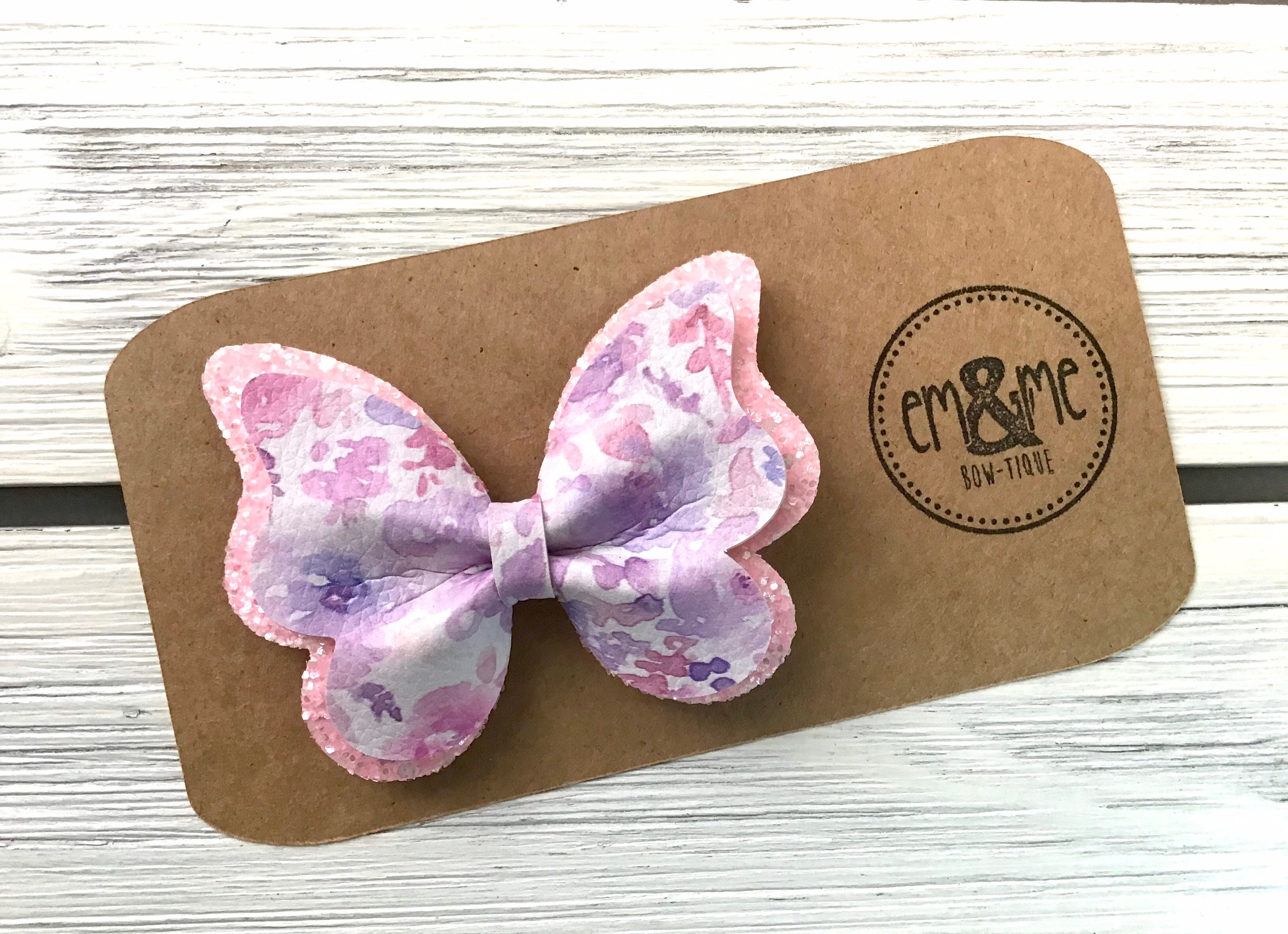 Download CLEARANCE Double Layer Butterfly Hair Bows rainbow floral ...