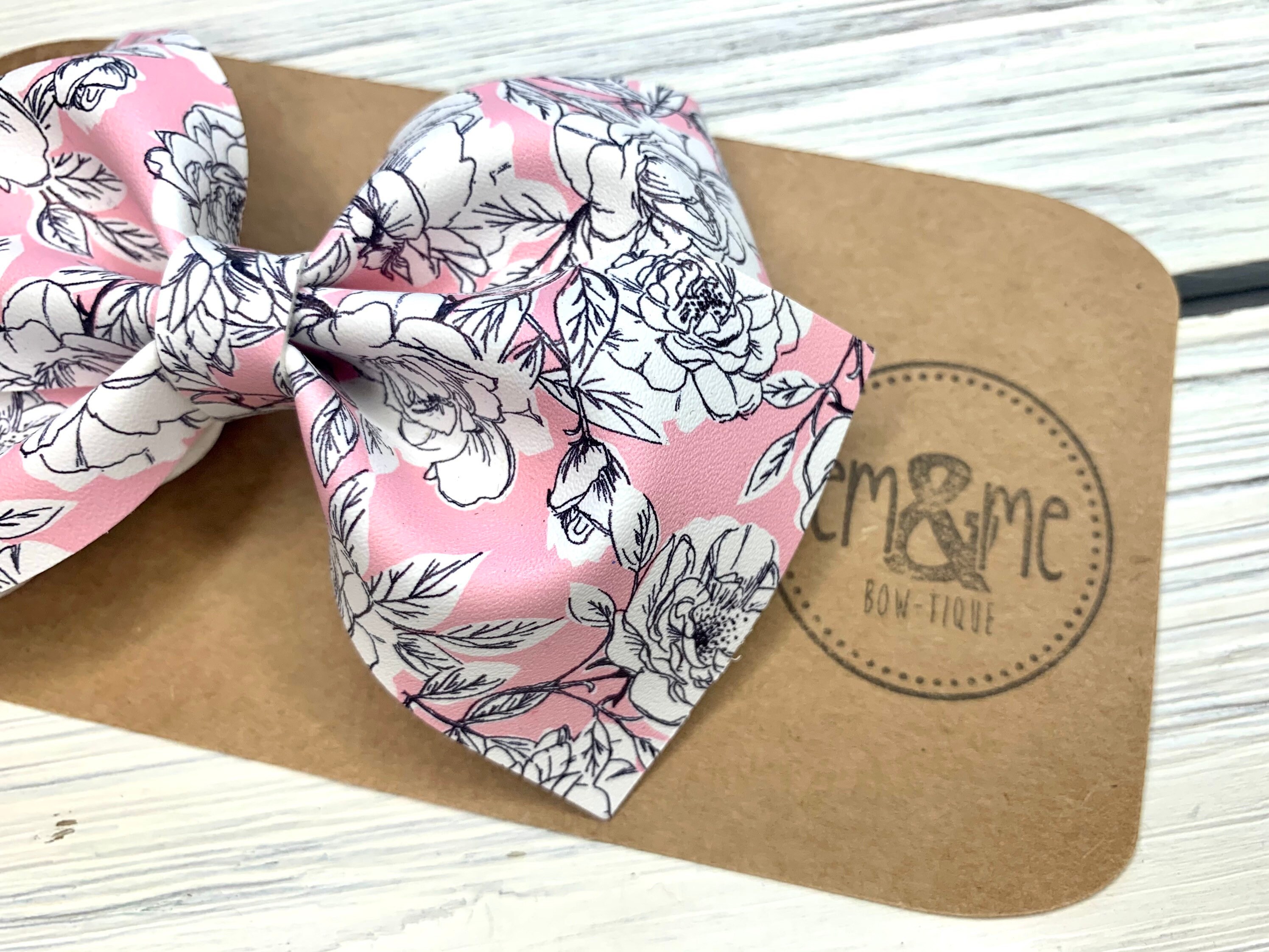 5 Doodle Rose Hair Bow Pink Bow Rose Bow Black and White - Etsy