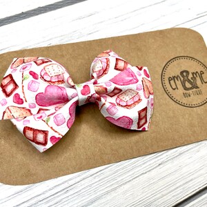 DISCOUNTED Valentine S&#39;more Hair Bow: Faux Leather Clip or Headband