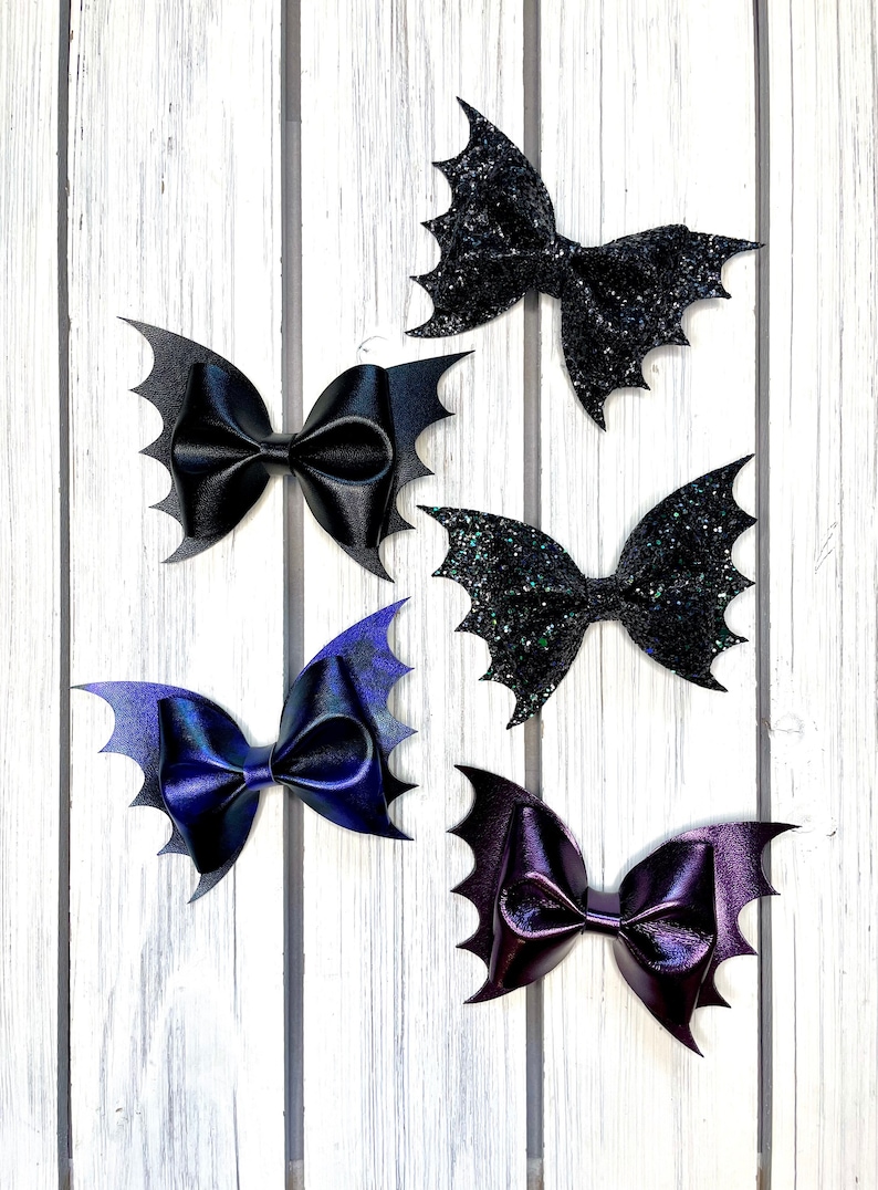 Bat Hair Bows Halloween Hair Bow Glitter Bat Bow Etsy