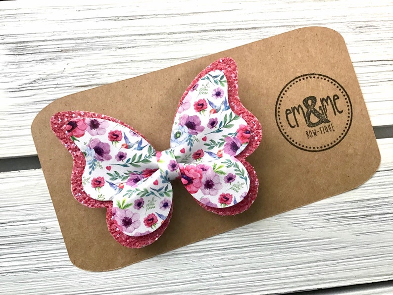 Download CLEARANCE Double Layer Butterfly Hair Bows rainbow floral ...