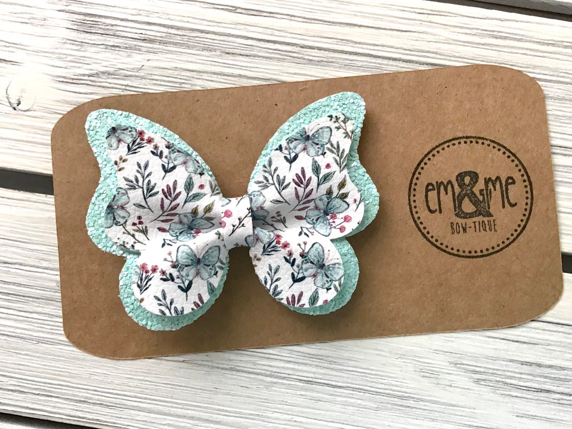 Download CLEARANCE Double Layer Butterfly Hair Bows rainbow floral ...