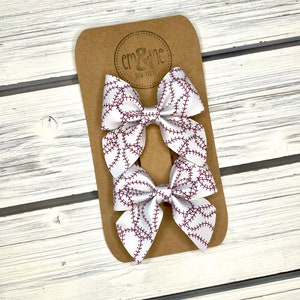 Baseball Laces Pigtail Bows: Vegan Leather Sailor Style