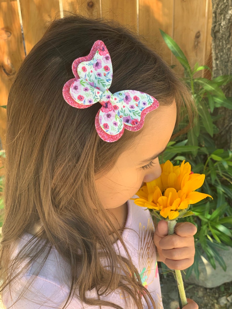 Download CLEARANCE Double Layer Butterfly Hair Bows rainbow floral ...