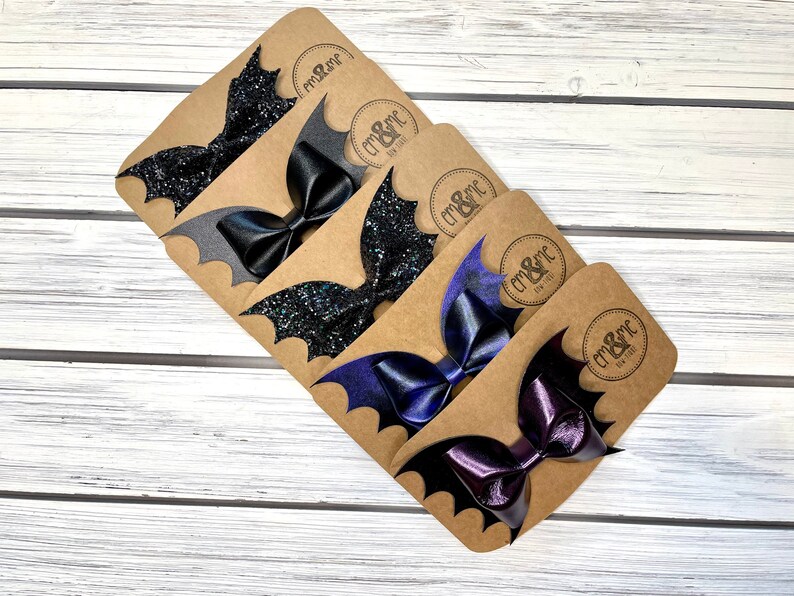 Bat Hair Bows Halloween Hair Bow Glitter Bat Bow Etsy