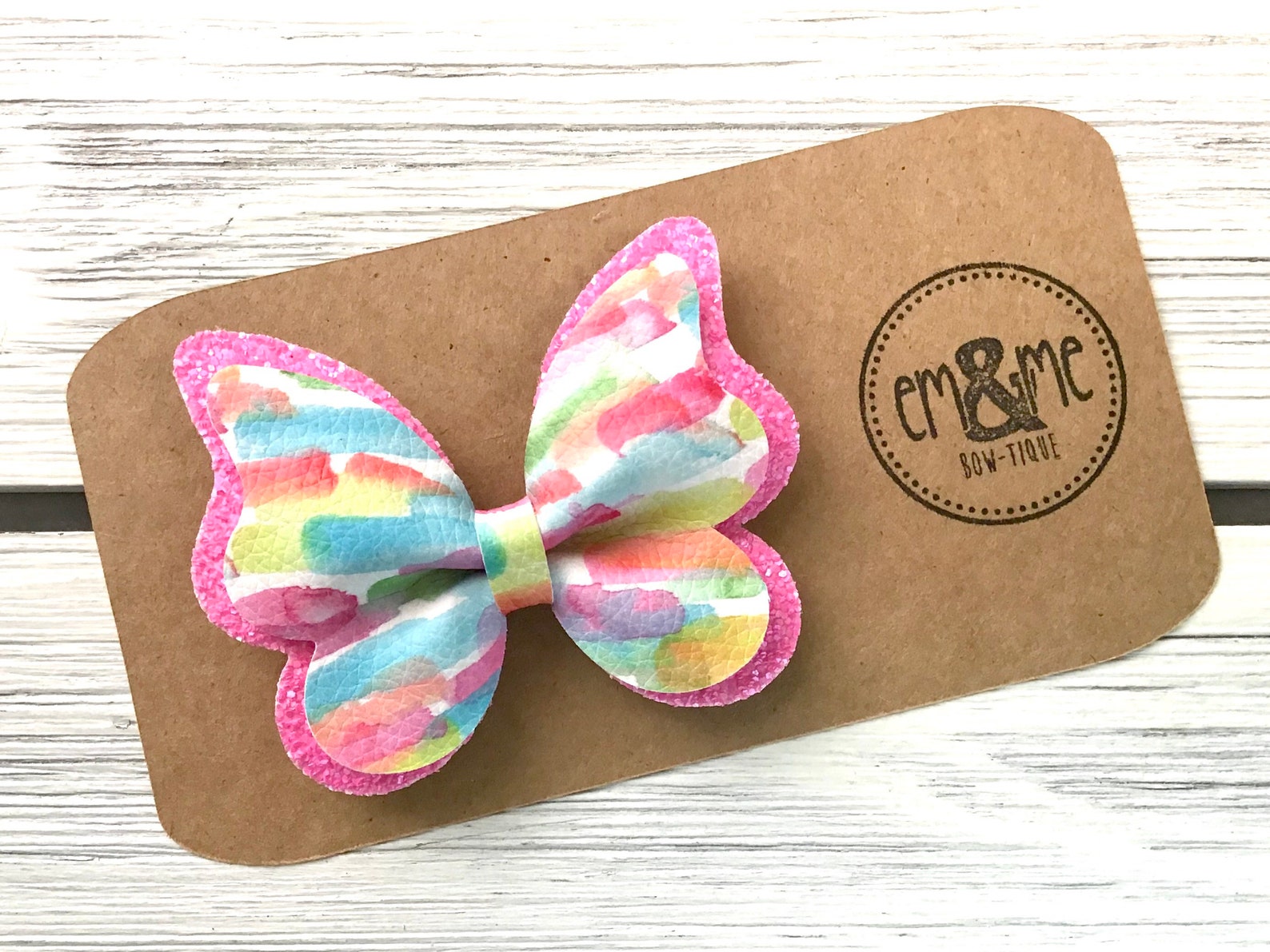 Download CLEARANCE Double Layer Butterfly Hair Bows rainbow floral ...