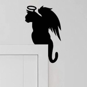 Angel Cat Halloween Door Topper, Spooky Acrylic Decoration