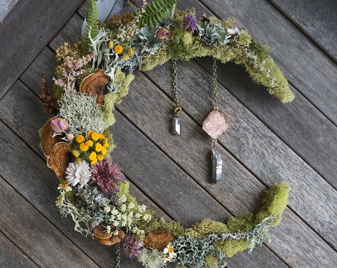 Medium Herbal Moon... Crescent Dried Flower Dream Catcher Etsy