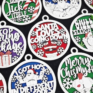 Naughty But Nice Christmas Ornaments – Funny Holiday Decor, Unique Gifts, Sassy Xmas Decorations, Humorous Xmas Tree Ornaments,  Adults