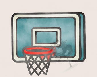Watercolor Basketball PNG Digital Download for Crafts - Transparent Background