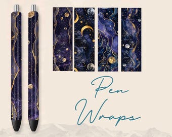 Galaxy Gold Epoxy Pen Wrap PNG Glitter Pen Waterslide Digital Download Sublimation Pen Wraps