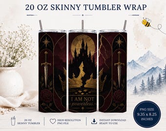 Romantasy Tumbler Wrap PNG 20oz Skinny | Dark Fantasy Tumbler Design | Gothic Castle Cup Wrap | BookTok Reader Gift | Crown Sword  Sublimat