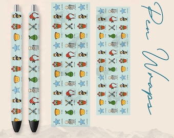 Loteria  PNG pen wrap with La Estrella, Gorrito, Musico, Maceta  and Caso clip art | Mexican-Themed Pen Wrap Design