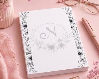 Floral Notepad Template Bundle PNG | Printable Stationery Set | Editable Notepad Design | 5x7 4x8 3x3 Digital Download | Minimalist Floral B