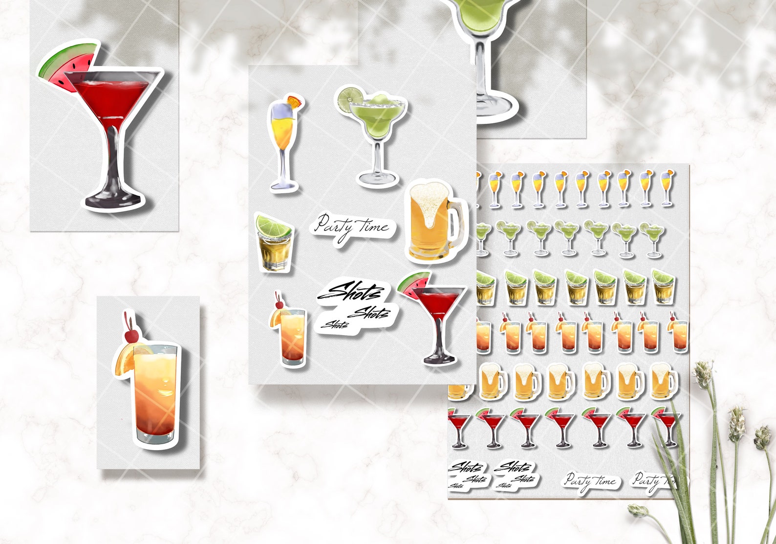 Cocktail Hour Sticker Alcohol Cocktail Party Time Printable Stickers for Planner | Etsy