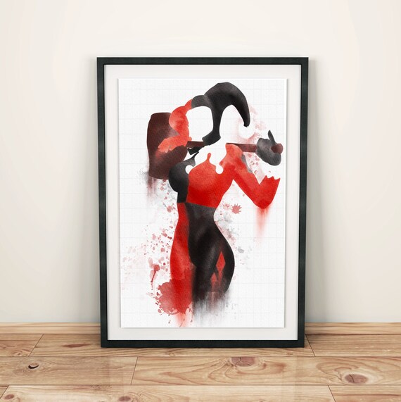 Harley Quinn Dc Watercolor Comic Art Digital Watercolor | Etsy