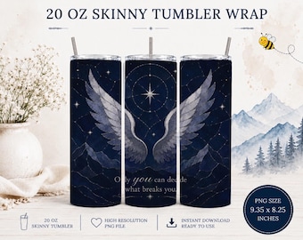 Romantasy Tumbler Wrap PNG 20oz Skinny | Celestial Wings Sublimation Design | Fantasy Bookish Cup Wrap | BookTok Reader Gift | Starry Night