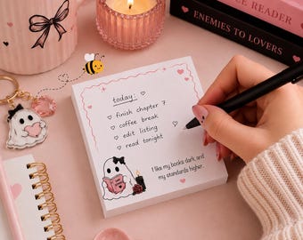 Cute Ghost Notepad PNG Bundle | Dark Romance Printable Stationery | Coquette Memo Pad Design | 3x3 4x6 5x7 4x8 Digital Download