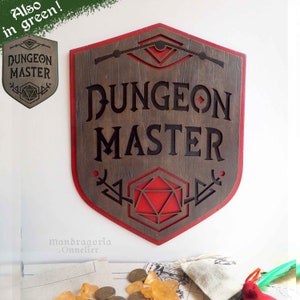 DUNGEON MASTER Sign, Medieval Fantasy Home Decor, D&D Gifts, Role Play Game Art, Calabozos y Dragones, Board Game Art.