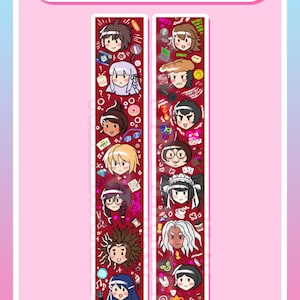 May include: A lanyard featuring character illustrations from Danganronpa THH. The lanyard has a red background with multiple character portraits. The top of the lanyard has the text "Danganronpa THH Lanyard" in white letters on a blue background.