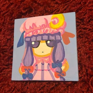 One of a Kind Touhou Project Fumo Mini Portrait Series 3 of 24: Patchouli Knowledge 4x4in Painting