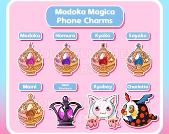 Puella Magi Madoka Magica Holographic Soul Gem Cell Charms 1.5in (3.8cm) Madoka, Homura, Kyoko, Sayaka, Mami