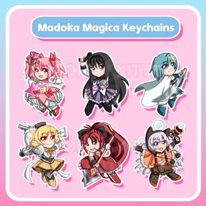 Puella Magi Madoka Magica 3.5in (8.9cm) Acrylic Epoxy Holographic Keychains
