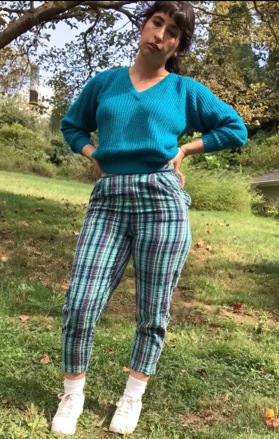 Vintage 80’s Teal V-neck Sweater - image 2