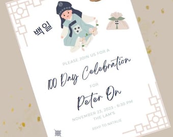 Invitación editable para celebrar el centenario de Corea, descarga instantánea