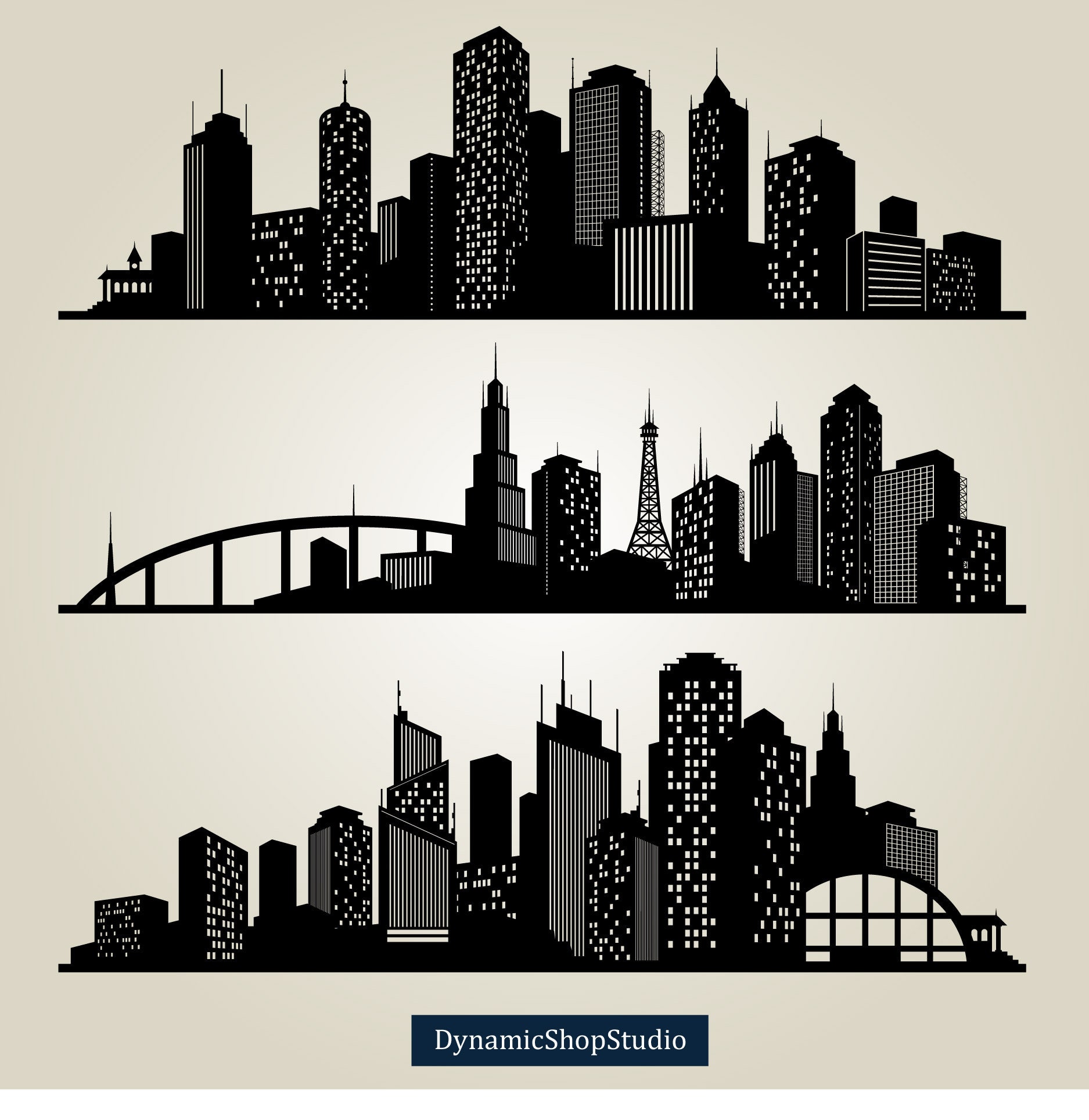 3 X City Skyline Silhouette, Skyline Svg, SVG Bundle, Png, Eps - Etsy