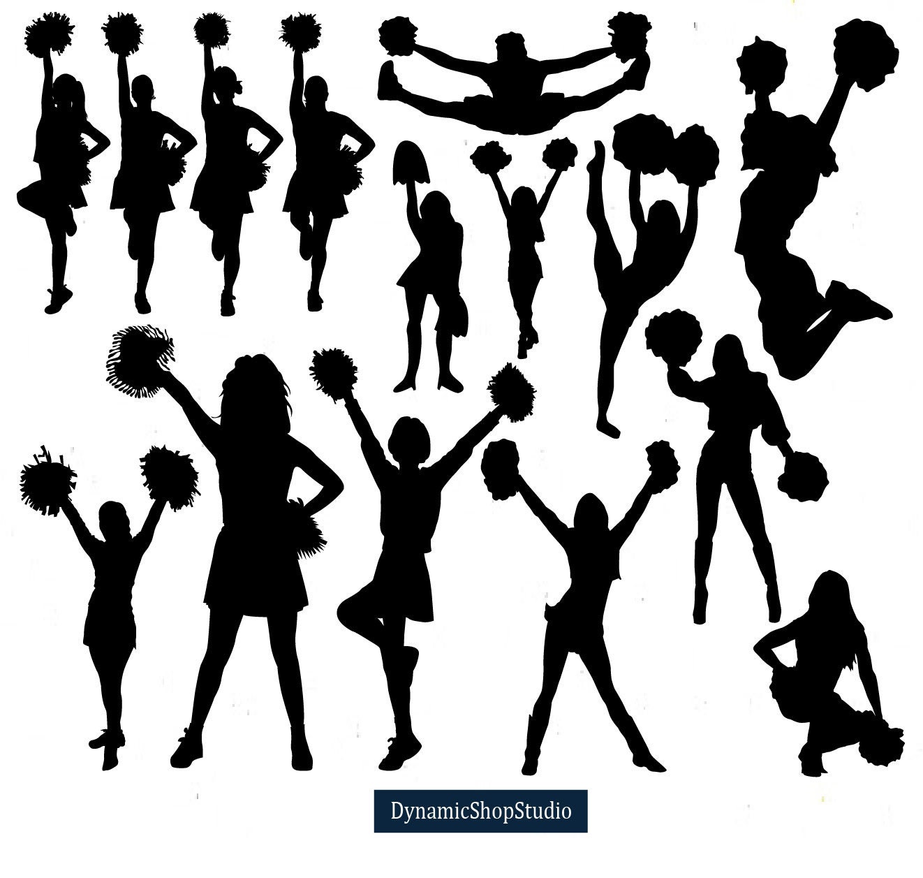 cheerleading silhouettes vector