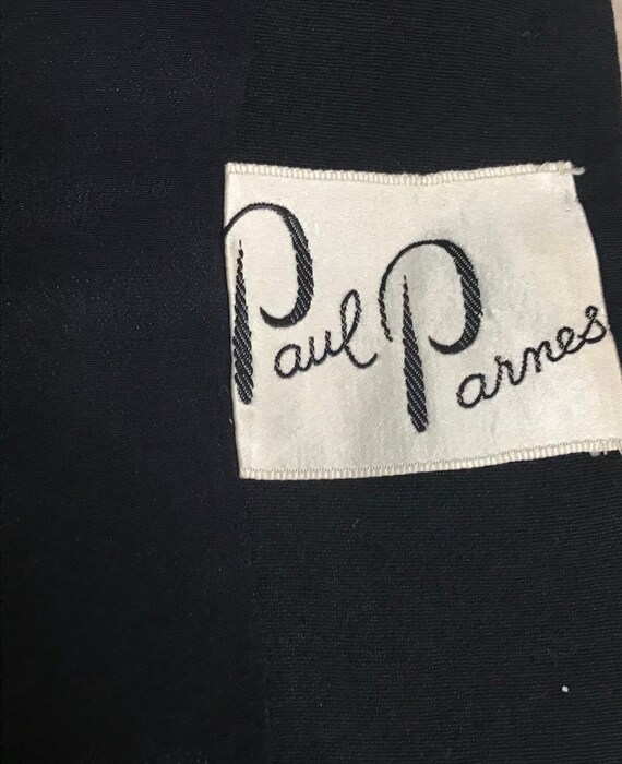 Vintage 1950s Paul Parnes black Peter Pan collar wool… - Gem