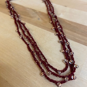 Maroon Beaded Necklace with Glass Beads