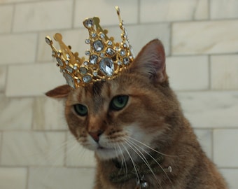 Gold Metal Cat Crown - Cat King or Queen for your ROYAL feline, Crown for your cat FREE SHIPPING