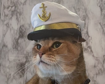 Sea Captains Hat for Cat or small dog, Cat Hat with FREE SHIPPING