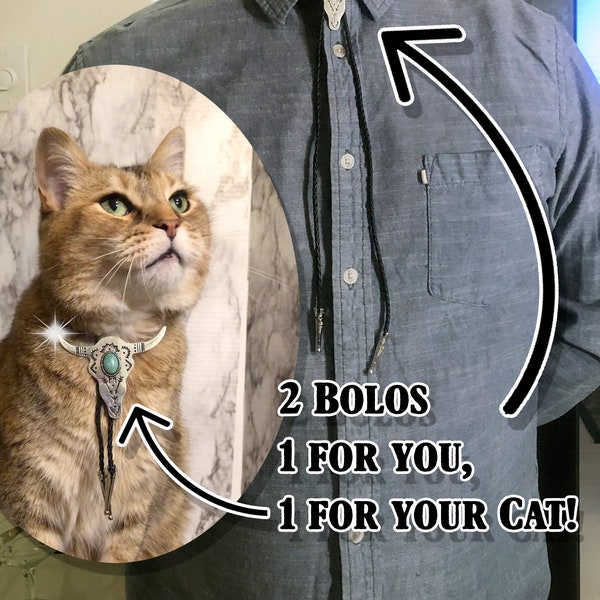 Human sized! Bull skull Bolo Tie for Your Cat/Dog AND you w/ FREE SHIPPING 2 Bolos, one price!